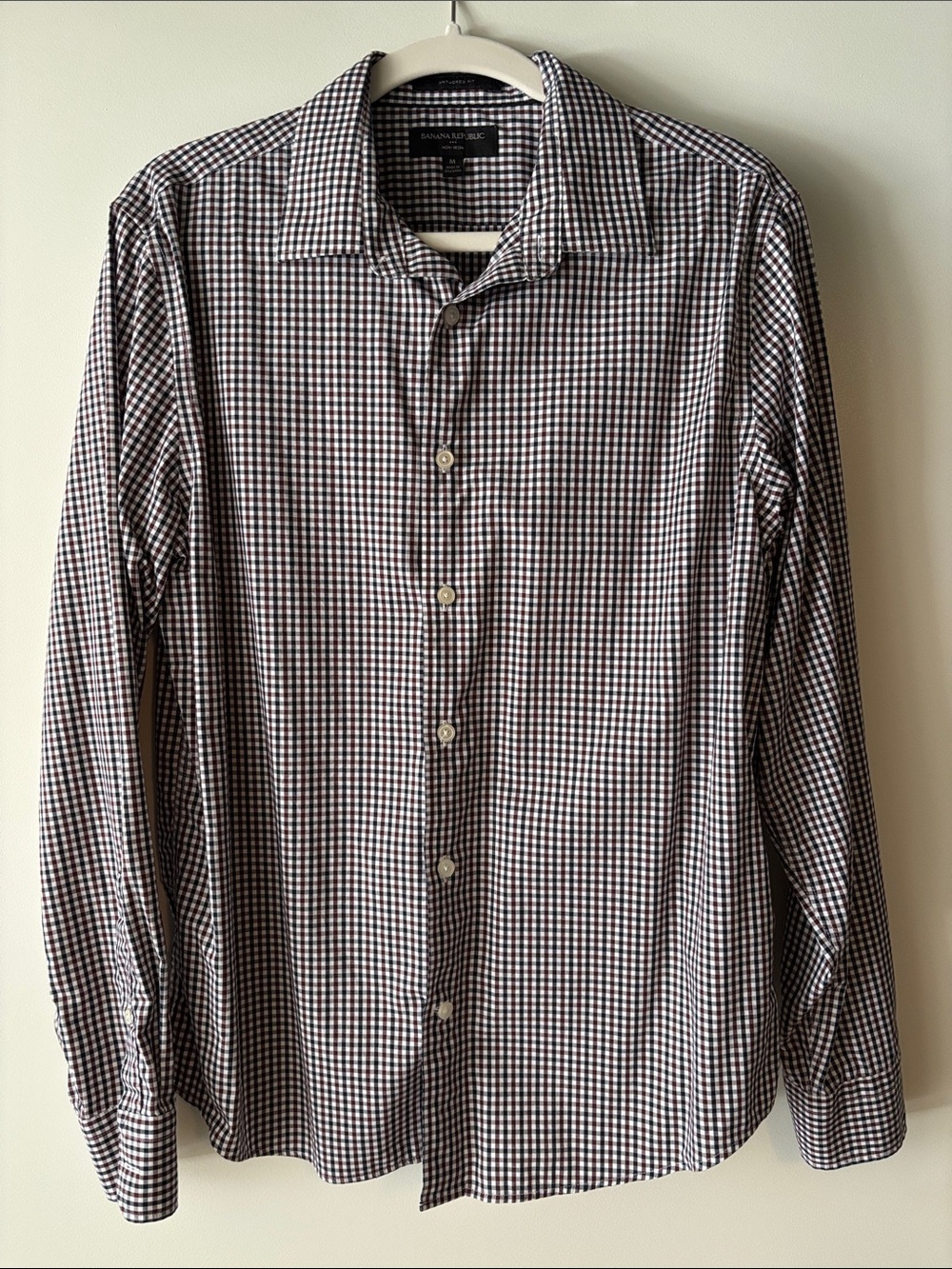 Banana Republic Men’s Black & White Gingham Dress Shirt